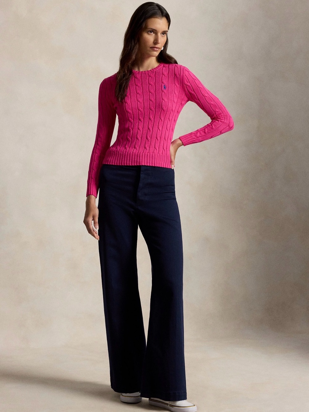 Polo by Ralph Lauren Pink Cable-Knit Crewneck Sweater - Picture 3 of 4